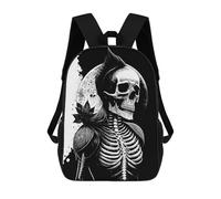 sinyumoney Skeleton School Backpack for Girls Backpack Water Repellent Casual Daypack Lightweight Rucksack Boy Girl School Backpack 17inch