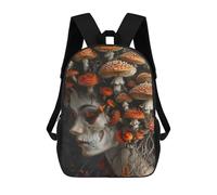 sinyumoney Skeleton Woman Mushrooms Backpacks Kids School Backpack School Bag 3D Printed School Bag for Boys Elementary And Middle School Students 17inch