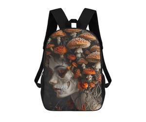 sinyumoney Skeleton Woman Mushrooms Rucksack Lightweight Casual Daypack School Backpacks for Campus Outdoor Travel Sports 17inch