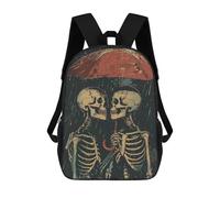 sinyumoney Skeletons Sharing Umbrella Backpack School Lightweight Casual Daypack School Backpacks for Men, Women & Teenage Boys 17inch