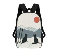 sinyumoney Ski Cat on Snowy Mountain Children’s Backpack Girls Boys, 17 Inch Rucksack Bag, Daypack, Primary School, Perfect for Back to Kids