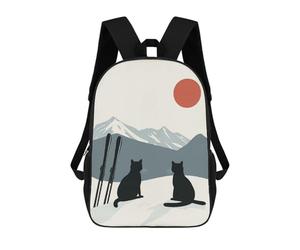 sinyumoney Ski Cat on Snowy Mountain School Bags Large Water Resistant Laptop Backpack for Boys/Girls/Teenagers 17inch