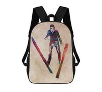sinyumoney Ski Jumping Children's School Backpack 3D Printed for Kids Travel Rucksacks Book Bags for Boys Elementary School Students 17inch