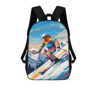 sinyumoney Ski Snow Mountains 3D Printed Kids Backpacks Boys Fashion School Bag Travel Backpacks School Bags for Boys Elementary School Students 17inch