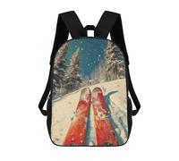 sinyumoney Ski Vintage Skiing Backpack School Bag Backpack For Girls Boys Backpacks Large Capacity Kids Backpack Lightweight School Bags For Kids Students 17inch