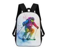 sinyumoney Skier in Colorful Snow School Backpack Large Water Resistant Laptop Backpack for Boys/Girls/Teenagers 17inch