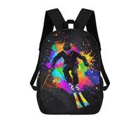 sinyumoney Skier in Colorful Splash Backpacks 3D Printed 17inch Kids School Backpack Outdoor Casual Daypack Casual Travel Bags for Middle School Students