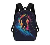 sinyumoney Skier in Motion School Backpack Water Resistant Travel Backpack Computer Bag for Girls Boys Teenage 17inch