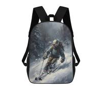 sinyumoney Skier Oil Painting Rucksack Lightweight Airport College Students Back Pack for Girls Boys Teenage 17inch