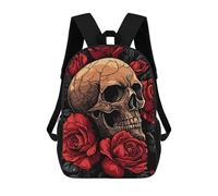 sinyumoney Skull And Roses Illustration School Backpack 3D Printed School Bags Boys Girls Laptop Backpack for Kids/Students/Adults 17inch