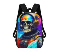 sinyumoney Skull Astronaut in Space Suit Kids Backpack,School Backpack Kids School Bag 3D Printed Cartoon Large Capacity Backpack for Kids Boys And Girls 17inch