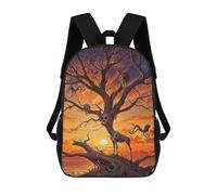 sinyumoney Skull Branch Root Animals Backpacks Kids School Backpack School Bag 3D Printed School Bag for Boys Elementary And Middle School Students 17inch