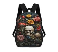 sinyumoney Skull & Flowers Artwork -1 Rucksack Business Laptop Rucksack Bag Unisex Casual Daypack for Girls Boys Teenage 17inch