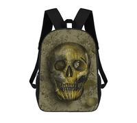 sinyumoney Skull Gold Backpack School Bag High Secondary School Bags Casual Backpack for Campus Outdoor Travel Sports 17inch