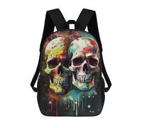 sinyumoney Skull Graffiti Street Art Backpack School Bag Lightweight Schoolbag Dayback Bookbag College for Men/Women 17inch