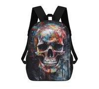 sinyumoney Skull Head 2 3D Printed Children's School Backpack for Kids High Capacity Travel Rucksacks Book Bags Kids School Bag Back Pack 17inch
