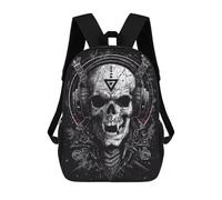 sinyumoney Skull Headphones Music Art Print Children's Backpacks 17inch School Backpack 3D Printed Bag Bookbag for Kids Travel Rucksacks Boy Girl Book Bags Kids School Bag