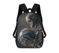 sinyumoney Skull Holding Earth Globe Backpacks 3D Printed 17inch Kids School Backpack Outdoor Casual Daypack Casual Travel Bags for Middle School Students