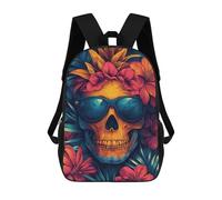 sinyumoney Skull in Tropical Paradise Backpacks Kids School Backpack School Bag 3D Printed School Bag for Boys Elementary And Middle School Students 17inch