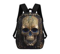sinyumoney Skull Machine Gold Backpack 3D Printed Children's School Backpack Kids Travel Backpacks High Capacity Book Bags Children's Backpack Rucksack 17inch
