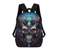 sinyumoney Skull Majesty Digital Artwork 3D Printed School Bag Children's School Backpack Schoolbags Travel Backpacks Casual Fashion Bag for Kids School Students 17inch