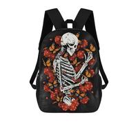 sinyumoney Skull Monarch Butterfly Backpack Kids School Backpack School Bag 3D Printed Fashion School Bag for Boys Elementary And Middle School Student 17inch
