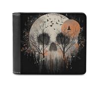 sinyumoney Skull Moon Forest 3D Print Men's Wallet Credit Card Slots Slots Note Section Modern Style Purse Craftsmanship Gifts 11.7cm*9.5cm