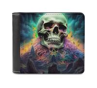 sinyumoney Skull Mountain A Mystic Journey 3D Print Wallet Safe Protection Card Banknote Compartments Fashion Slim Leather Wallet for Boys Girls 11.7cm*9.5cm