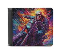 sinyumoney Skull Rider in Flames 3D Print Clutch Purse Holds Bills Credit RFID Blocking Minimalist Style Wallets Gifts 11.7cm*9.5cm