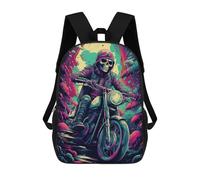 sinyumoney Skull Rider Neon Dreams -1 Kids Backpack,School Backpack Kids School Bag 3D Printed Cartoon Large Capacity Backpack for Kids Boys And Girls 17inch