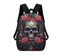 sinyumoney Skull Roses Butterflies Art Print Backpack School Lightweight Airport College Students Back Pack for School/Work/Travel 17inch
