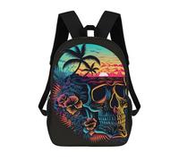 sinyumoney Skull Sunset Paradise Kids Backpacks Children Bag,Anime Bag,Large Capacity Kids Backpack, 3D Printed Children's,Student Schoolbag,Kids Boys Girls School Bag 17inch