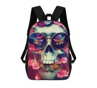 sinyumoney Skull with Flowers And Butterflies School Backpack Computer Rucksack for School/Work/Travel for School/Work/Travel 17inch