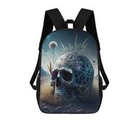 sinyumoney Skull with Flowers in Desert School Backpack Large Lightweight Casual Backpack for Girls Boys Teenage 17inch