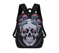 sinyumoney Skull with Mushrooms Digital Art School Backpack Travel College Rucksack Backpacks for Teenage Girls Boys Women Men 17inch