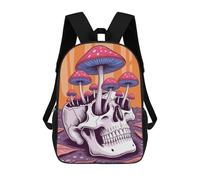 sinyumoney Skull with Mushrooms Illustration School Backpack for Girls Backpack Water Repellent Casual Daypack Lightweight Rucksack Boy Girl School Backpack 17inch