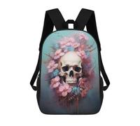 sinyumoney Skull with Pink Flowers Children's Backpacks School Backpack 3D Printed Backpack for Kids Travel Rucksacks Book Bags Kids School Bag 17inch