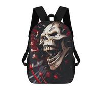 sinyumoney Skull with Red Spikes Backpacks, Kids Backpack Student School Bag 3D Printed Travel Backpacks Fashion Accessory Backpack Children Waterproof School Bags 17inch