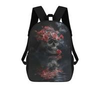 sinyumoney Skull with Roses And Smoke School Bag Bookbag 3D Printed Children's Backpacks for Kids Boy Girl Book Bags Kids School Bag Travel Rucksacks 17inch