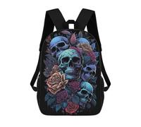 sinyumoney Skulls And Roses Art Print -1 School Backpack Daypacks Business Backpack Water Resistant Bookbag for School/Work/Travel 17inch