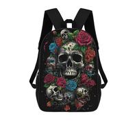 sinyumoney Skulls And Roses Art Print Backpack School Computer Rucksack for School/Work/Travel for Boys/Girls/Teenagers 17inch