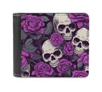 sinyumoney Skulls and Roses Illustration 3D Print Clutch Purse Use Holds Bills RFID Blocking Soft Convenient Wallets Craftsmanship Gifts 11.7cm*9.5cm