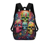 sinyumoney Skulls Artwork School Bag 3D Printed Children's School Backpack Casual Fashion Travel Backpacks for Kids School Students 17inch