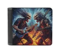 sinyumoney Skulls in Flames Guitar Duel 3D Print PU Leather Wallet Slots ID Window RFID Blocking Stylish Slots Note Section Purse Youth Guys 11.7cm*9.5cm
