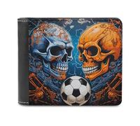 sinyumoney Skulls in Soccer Battle 3D Print Men's Wallet Holds Bills Credit Banknote Compartments Slim Elegant Purse Everyday Use 11.7cm*9.5cm