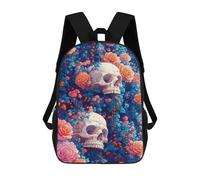sinyumoney Skulls & Roses School Backpack Water Resistant Computer Rucksack for Campus Outdoor Travel Sports 17inch