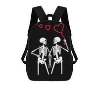 sinyumoney Skulls with Heart Balloons School Backpack for Girls Backpack Water Repellent Casual Daypack Lightweight Rucksack Boy Girl School Backpack 17inch