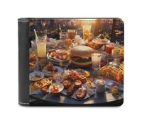 sinyumoney Sky-high Feast with City Views 3D Print Men's Wallet Credit Card Slots Slots Note Section Modern Style Purse Craftsmanship Gifts 11.7cm*9.5cm