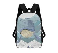 sinyumoney Sky Whale Backpack with Pocket 3D Printed Backpacks, Travel Rucksacks Book Bags Kids School Bag 17inch