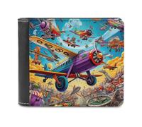 sinyumoney Skyward Fantasy Aerial Adventure 3D Print PU Leather Wallet Multiple Slots Banknote Compartments Soft Convenient Wallets Gifts 11.7cm*9.5cm